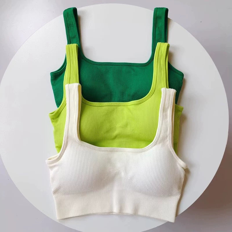 Pepper Ribbed Built-In Bra Crop Top