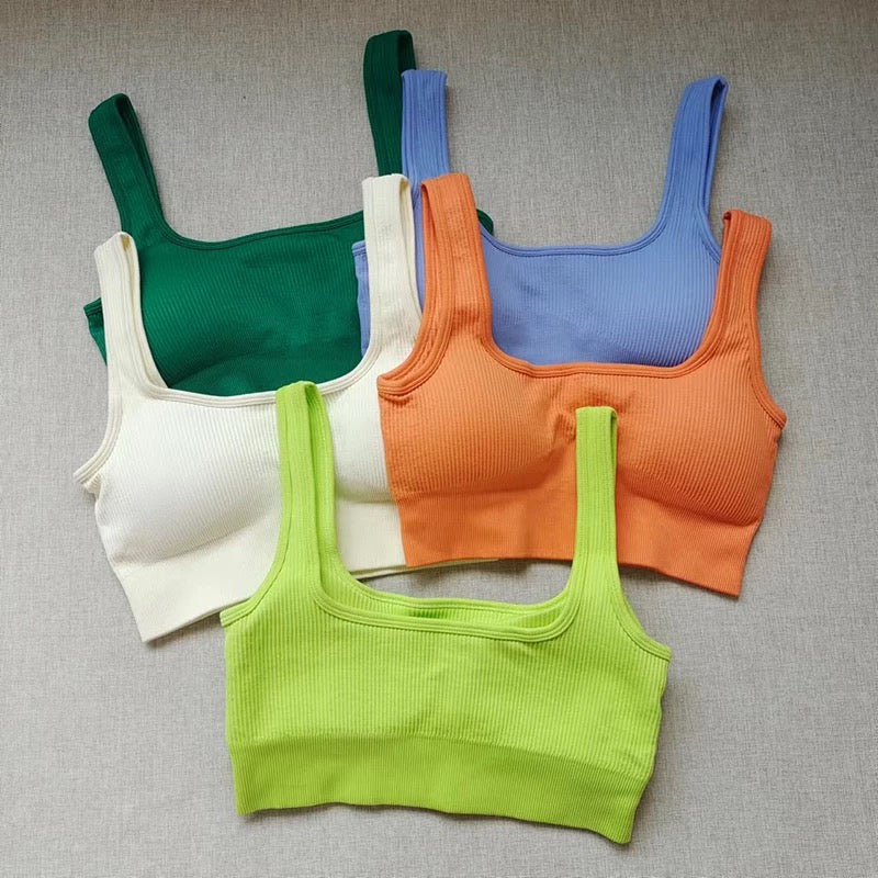 Pepper Ribbed Built-In Bra Crop Top