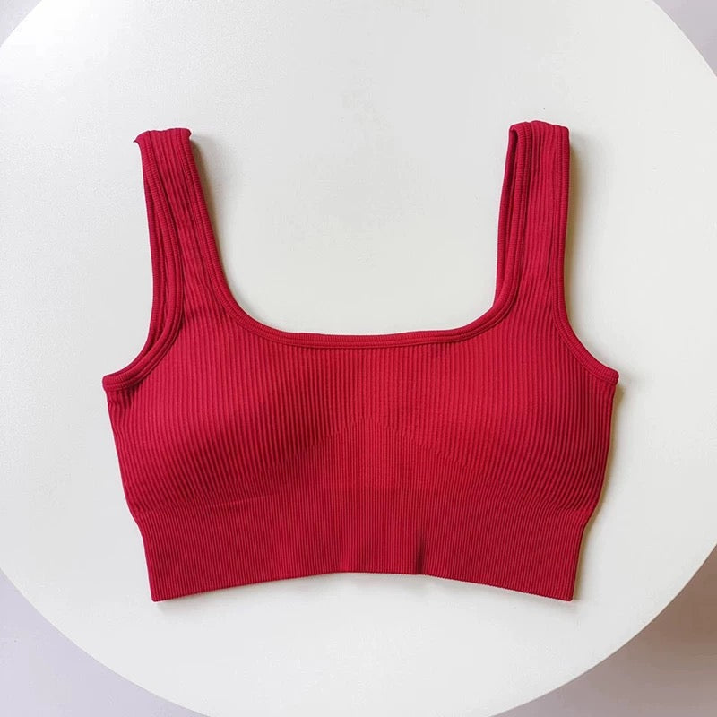 Pepper Ribbed Built-In Bra Crop Top