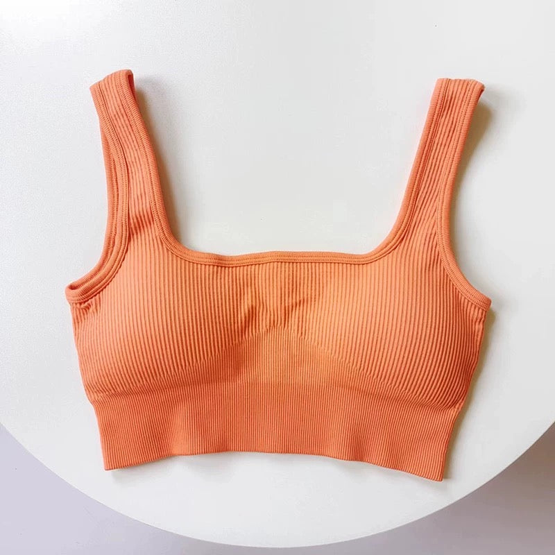 Pepper Ribbed Built-In Bra Crop Top