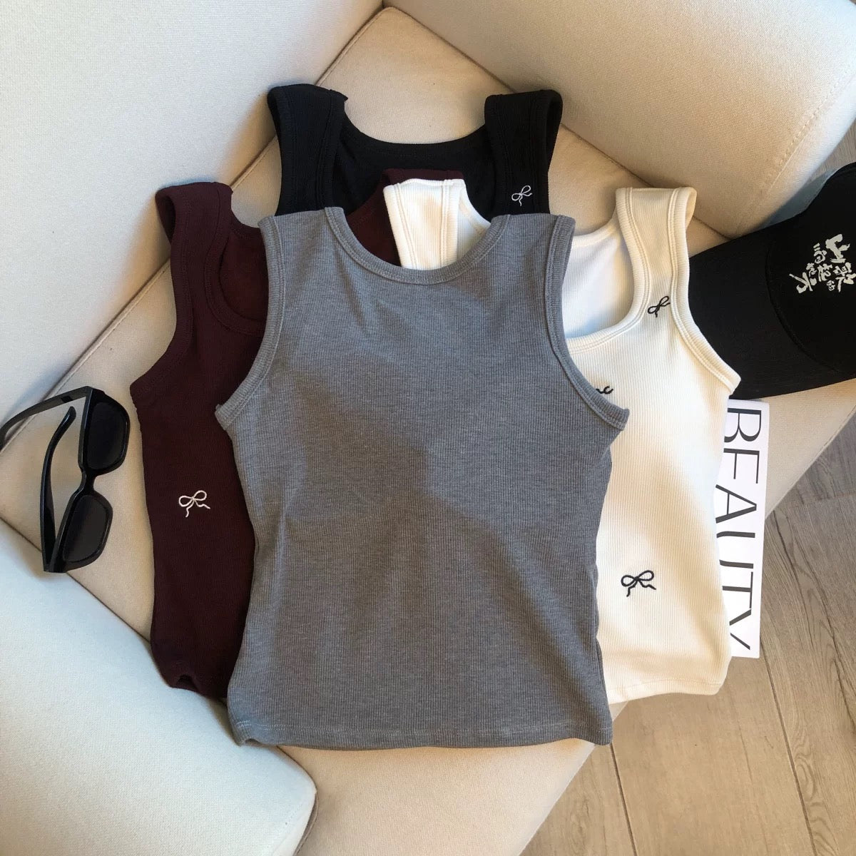 Tessa Ribbon Built-In Bra Tank Top