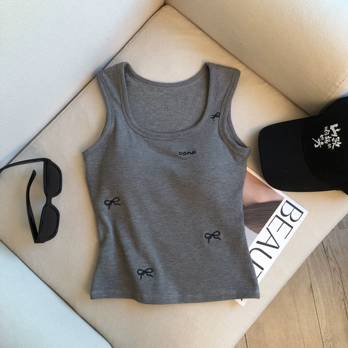 Tessa Ribbon Built-In Bra Tank Top