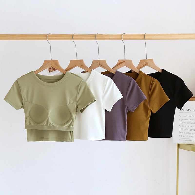 Evie Built-In Bra Crop T-shirt