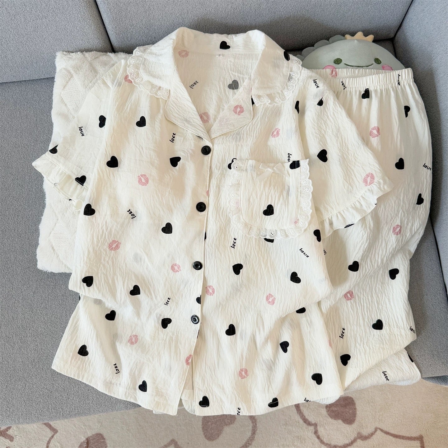 Kiss Love Padded Nightsuit -3pcs Set