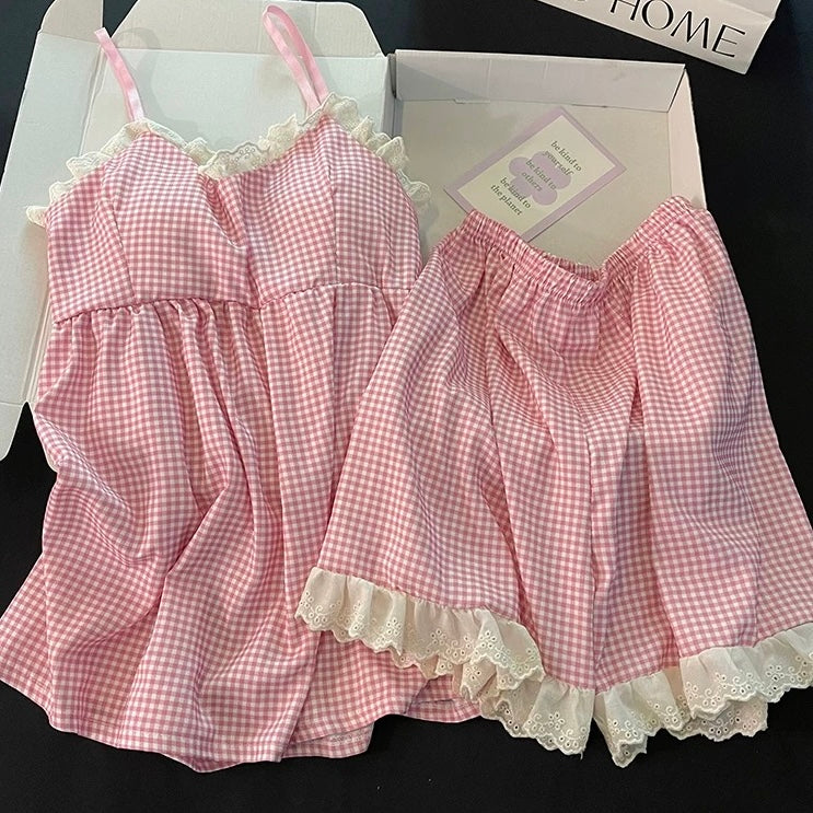 Cottage Gingham Frill Padded Nightsuit Set
