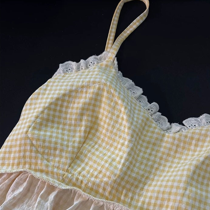 Cottage Gingham Frill Padded Nightsuit Set