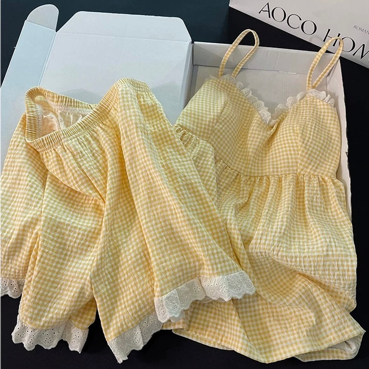 Cottage Gingham Frill Padded Nightsuit Set