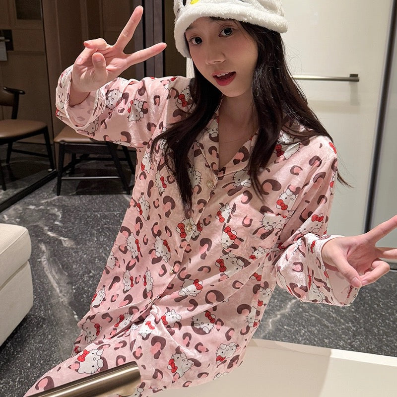 Bubblegum Meow Padded Winter Nightsuit Set