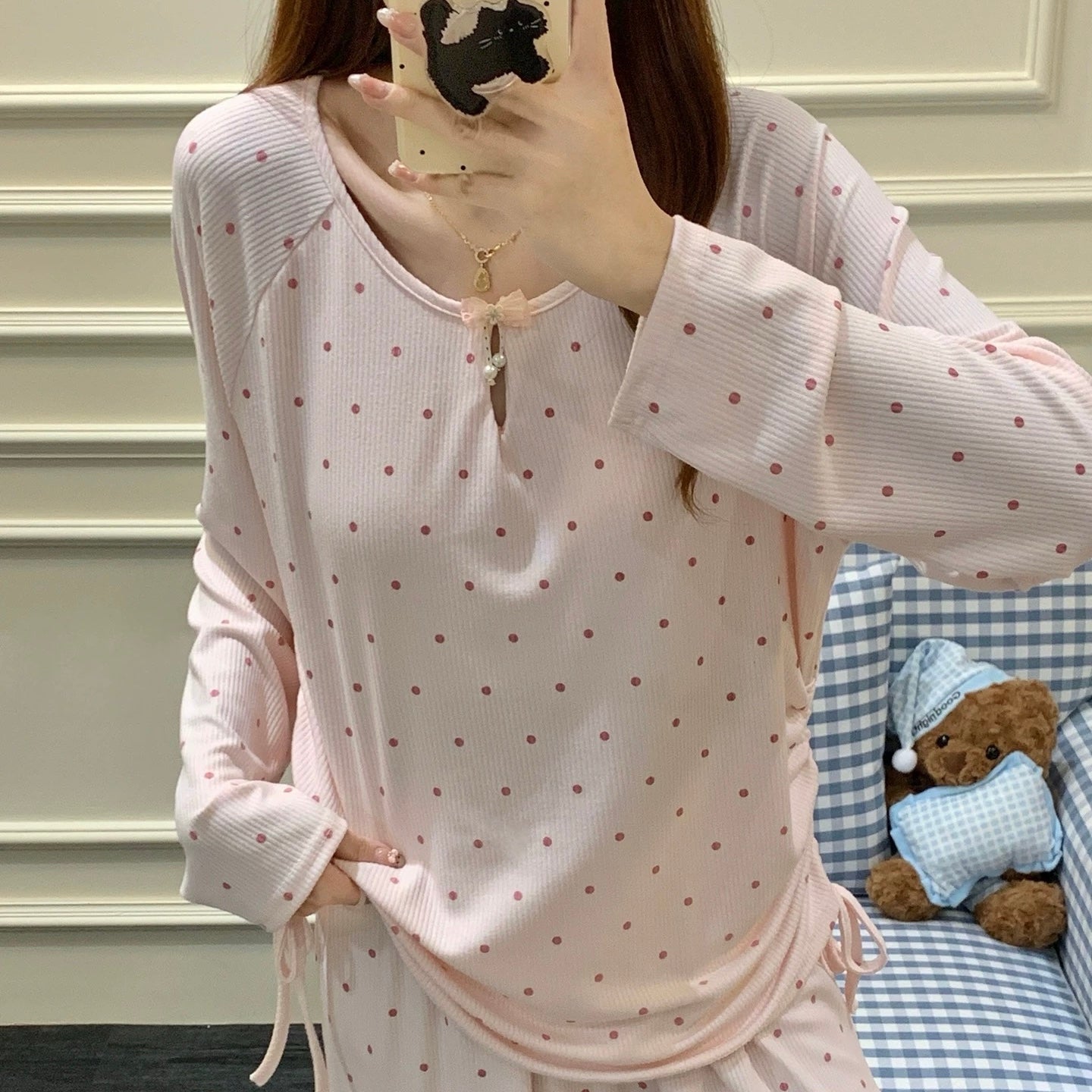 Blush Dots Padded Nightsuit Set