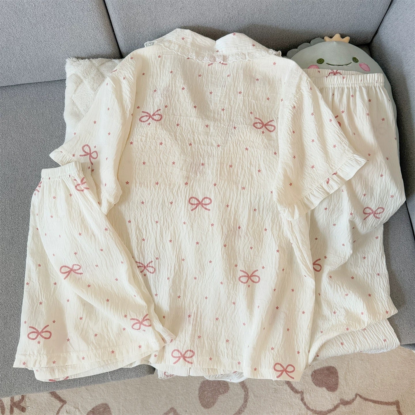 Bow Sprinkle Padded Nightsuit -3pcs Set