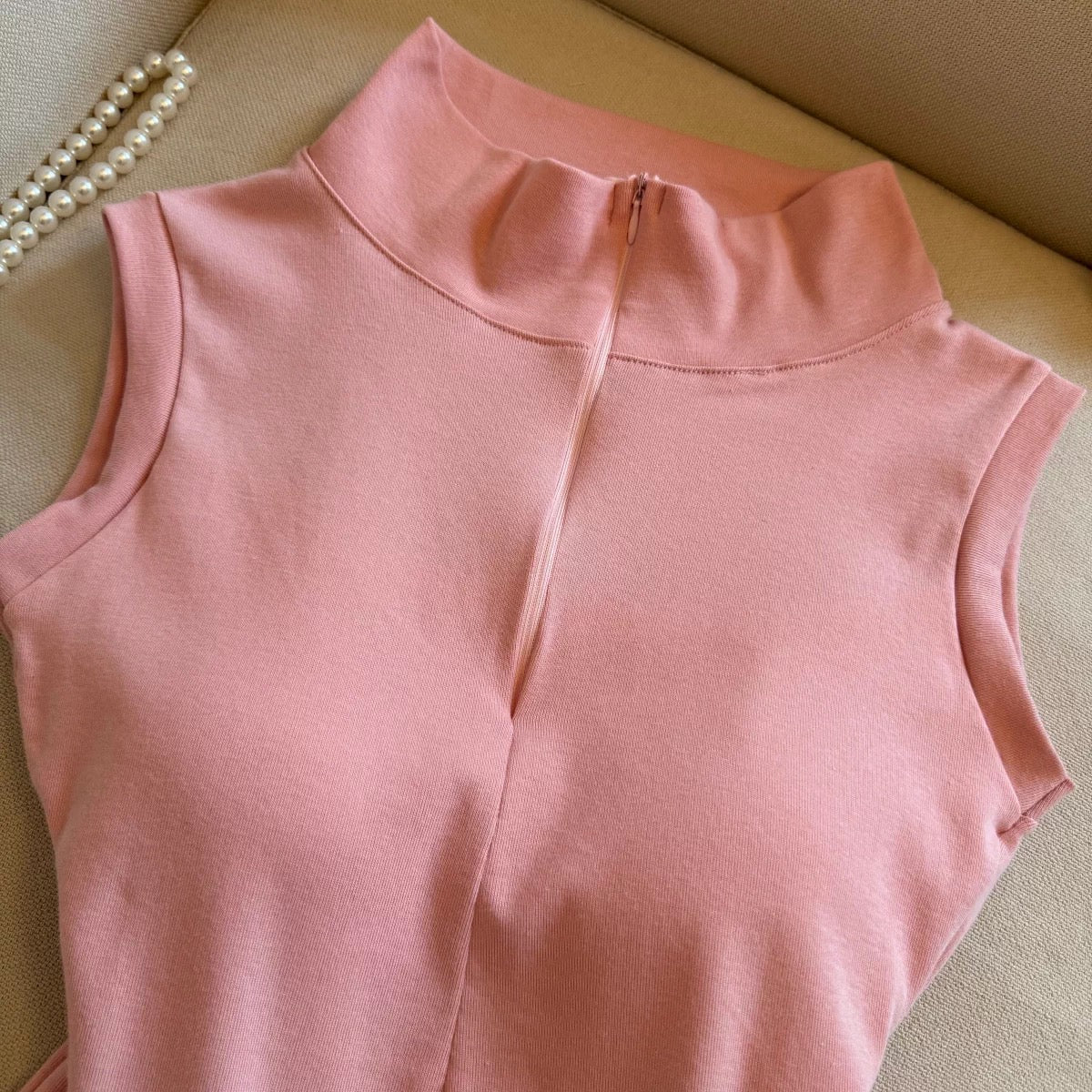 Polo Zip Up Built-in Bra Top