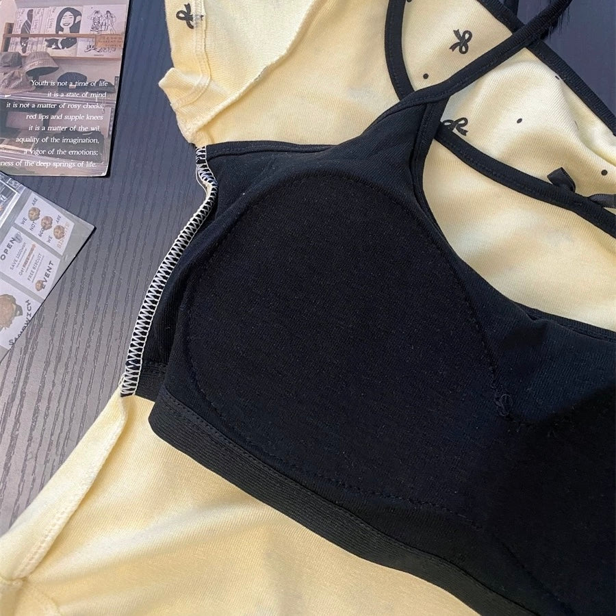 Ditsy Bow Print Built-in Bra Top