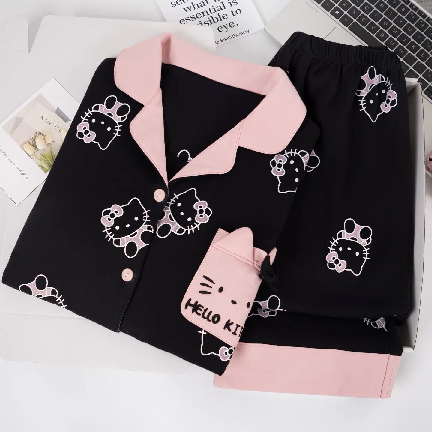 Midnight Kitty Padded Nightsuit Set