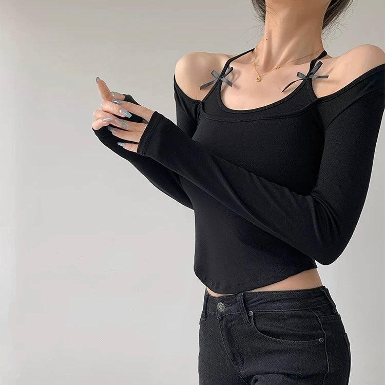 Glitter Layered Built-in Bra Top