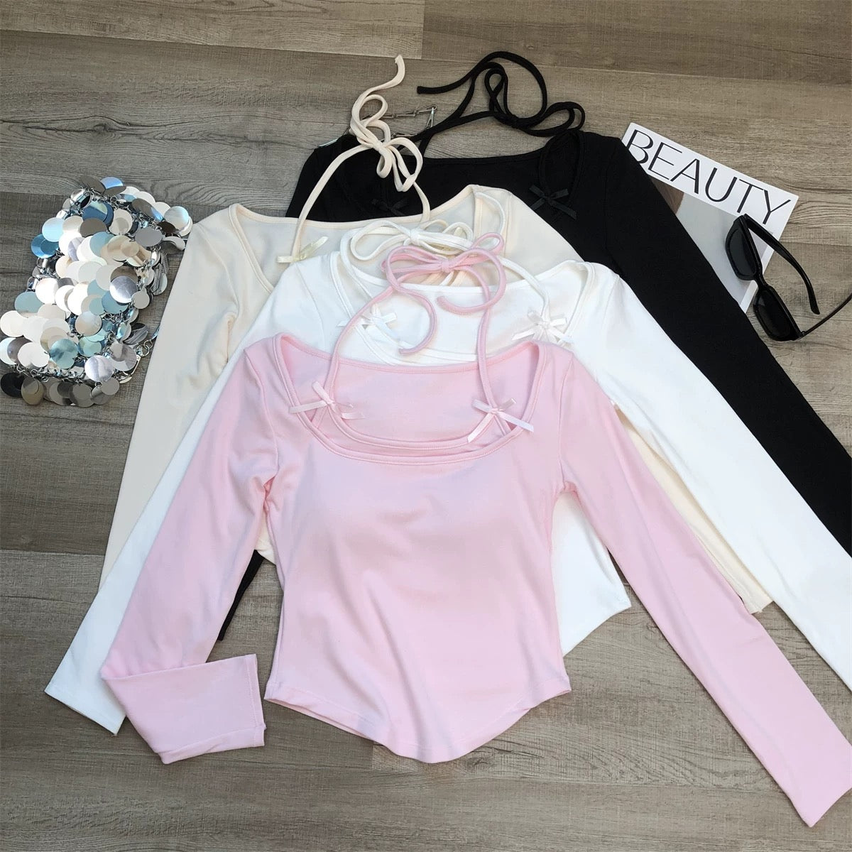 Glitter Layered Built-in Bra Top