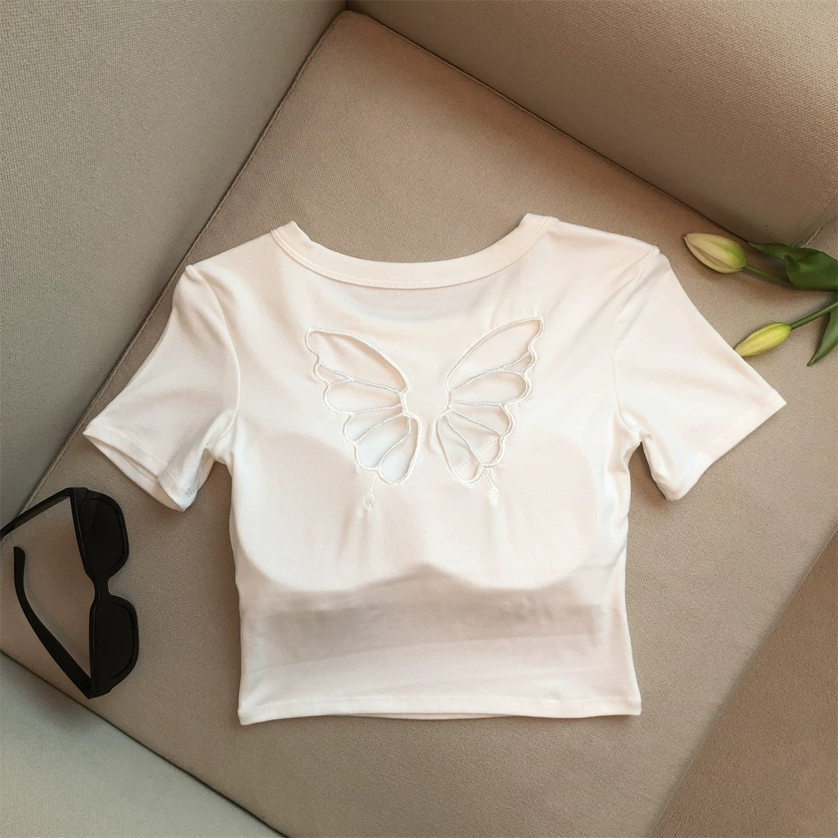 Winged Cut Out Built-in Bra Top