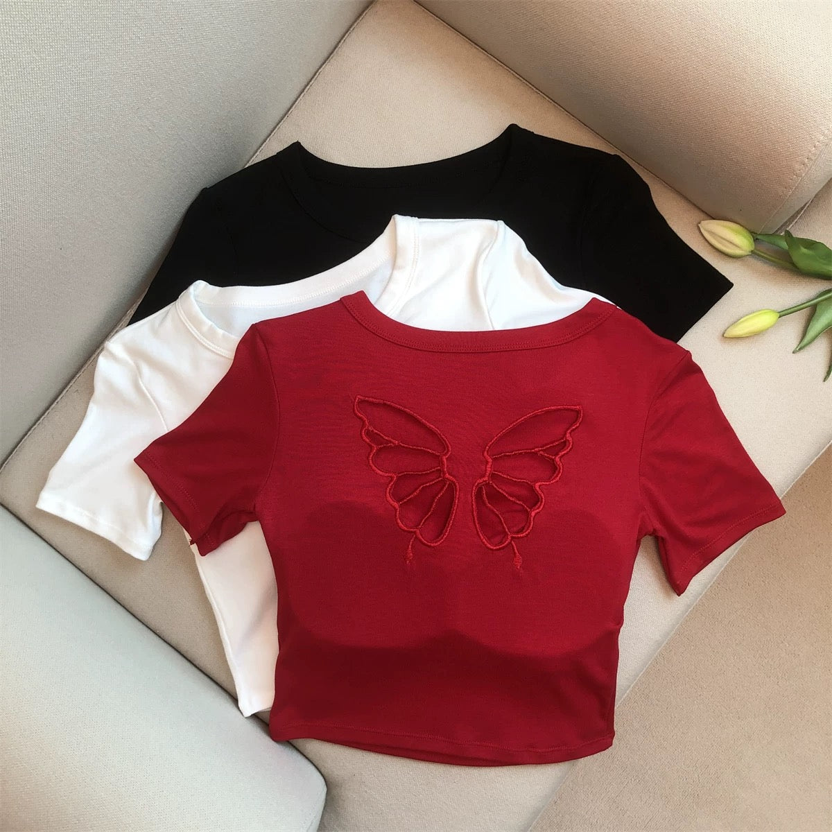 Winged Cut Out Built-in Bra Top