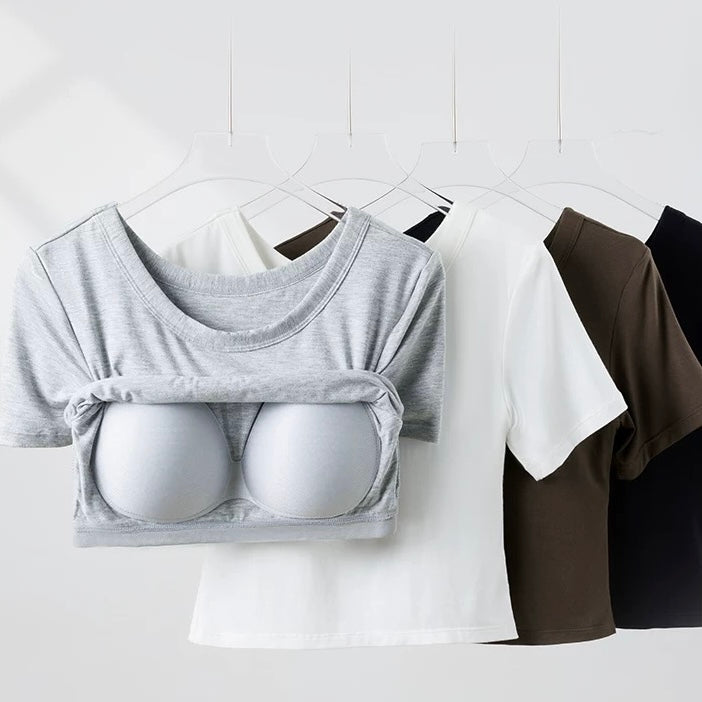 London Plus Size Built-In Bra Crop Tshirt