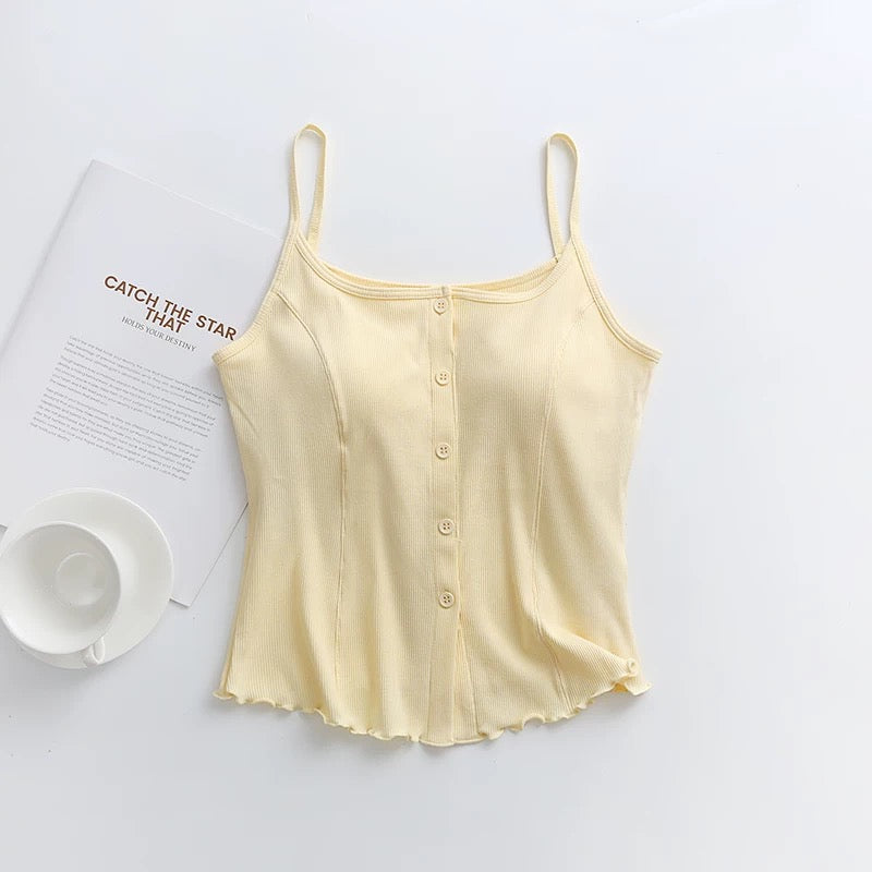 Soft Ribbed Button Down Cami Top
