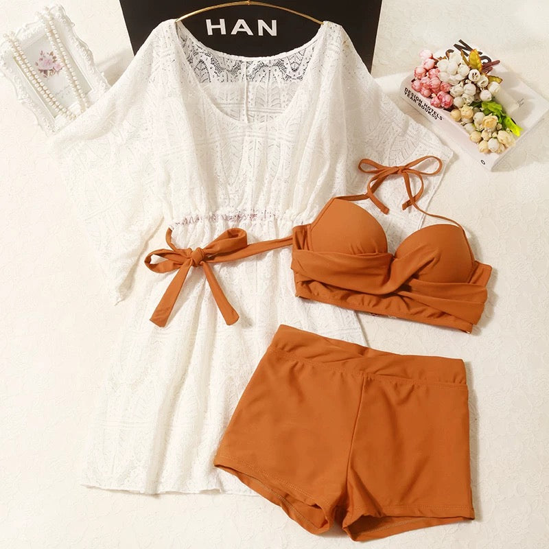 Sandy Crochet Three piece Swimsuit Set