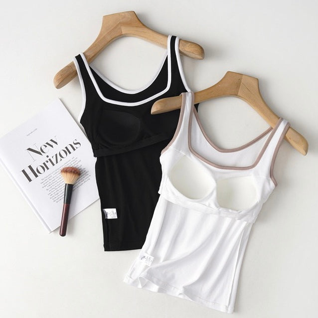 Trimmed  Built-In Bra Tank Tops