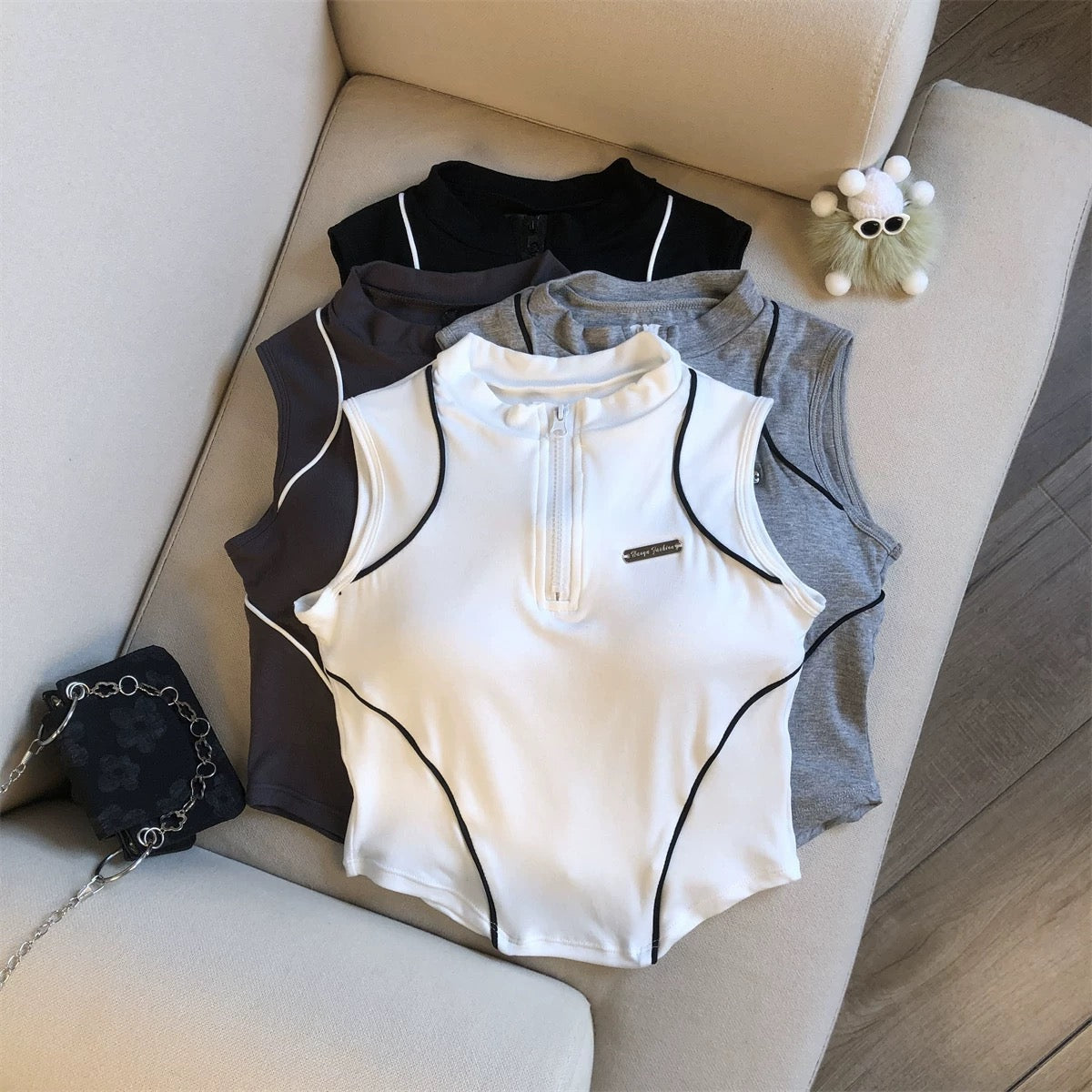 Barcelona Zip Up Built-In Bra Top