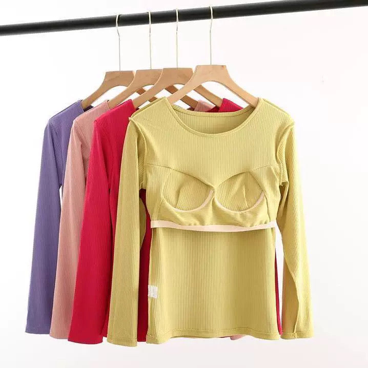 Blush Hug Full Sleeves Built-In Bra Top