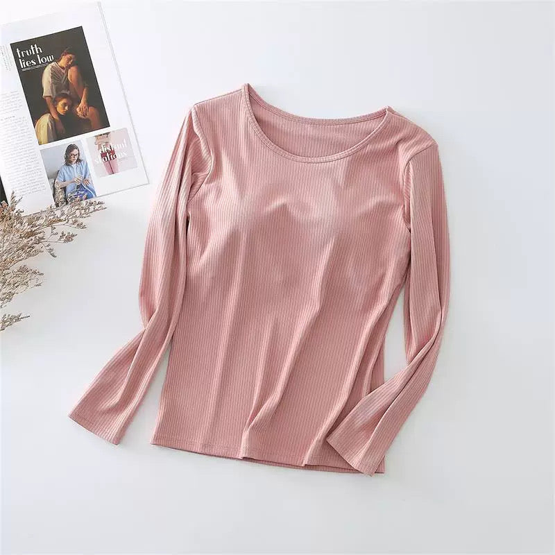 Blush Hug Full Sleeves Built-In Bra Top