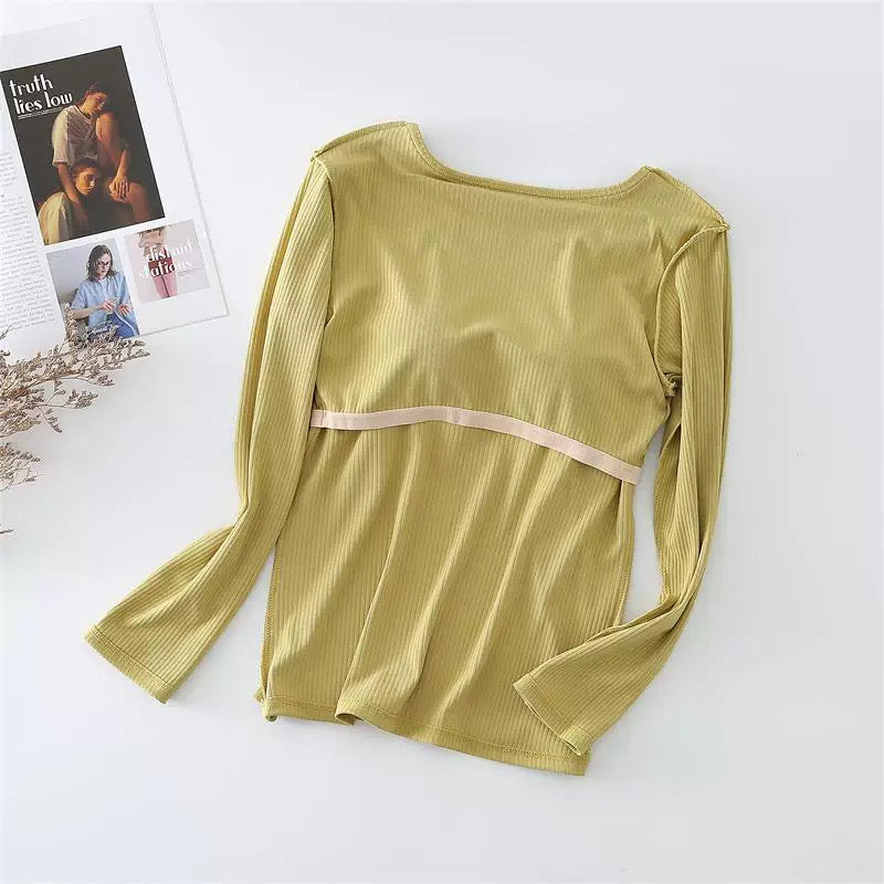 Blush Hug Full Sleeves Built-In Bra Top