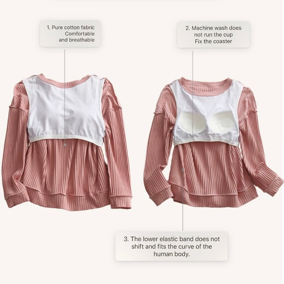 Minimal Muse Ribbed Built-In Bra Tshirt