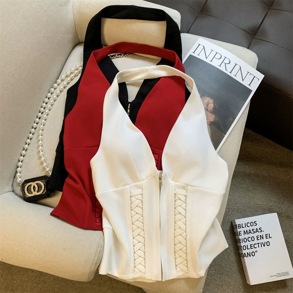 Iconic Zip Corset Built-in Bra Top