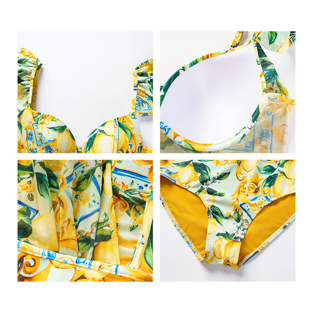 Lemon Fiesta Ruffle Monikini Set