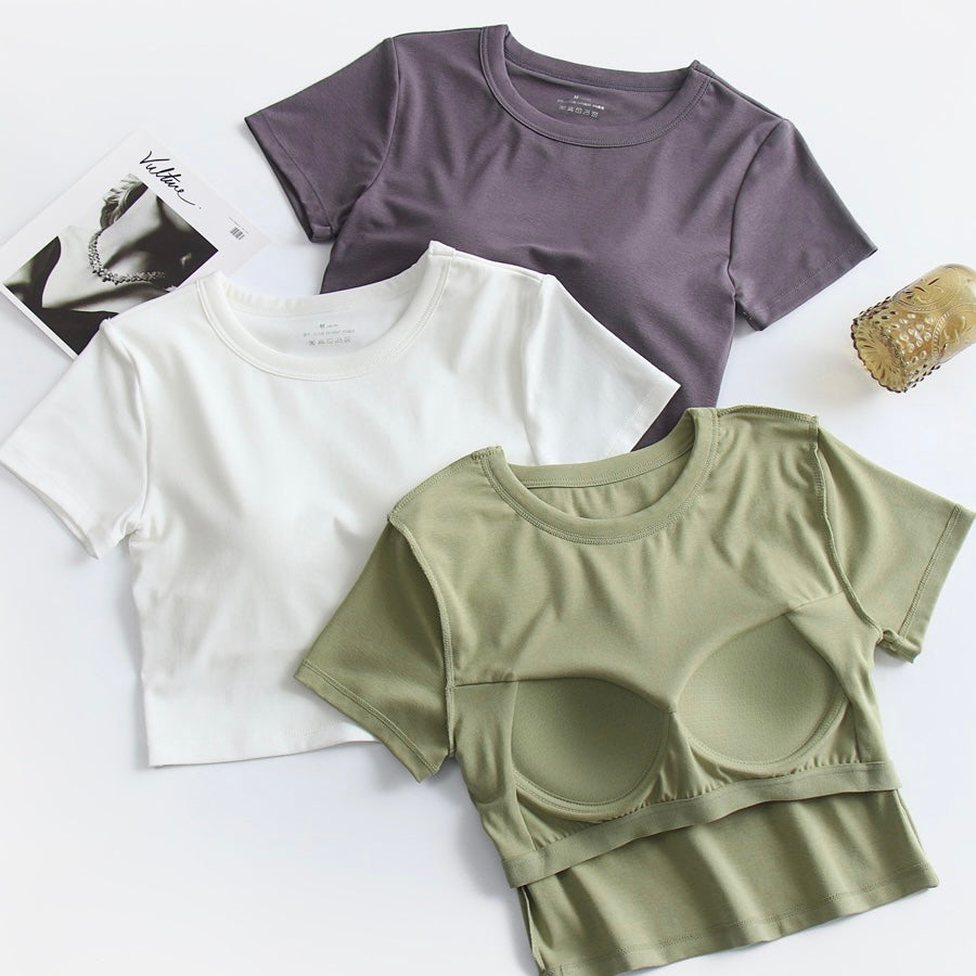 Evie Built-In Bra Crop T-shirt