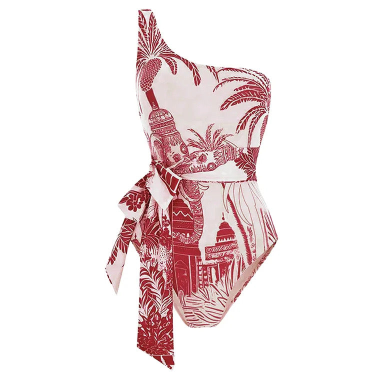 City One Shoulder Monokini With Sarong Set