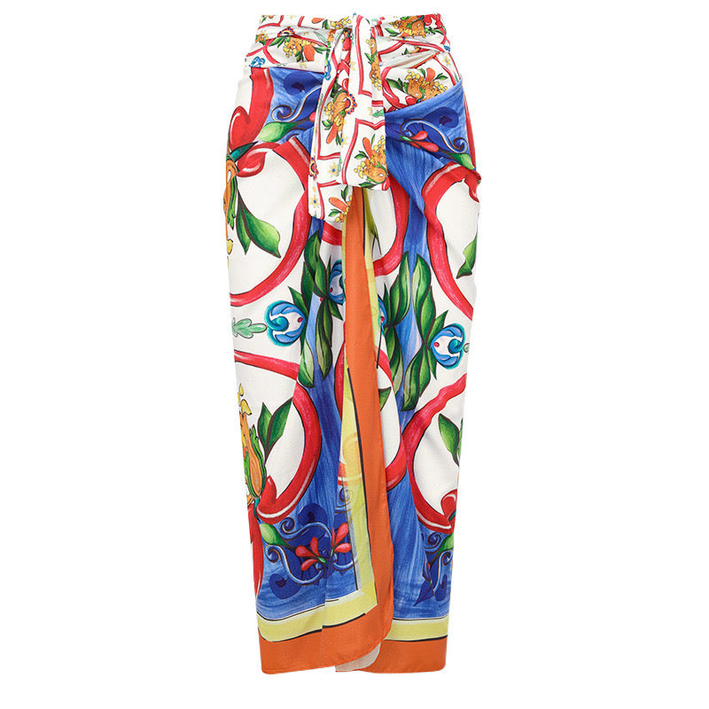 Retro Enamel Monokini With Sarong Set