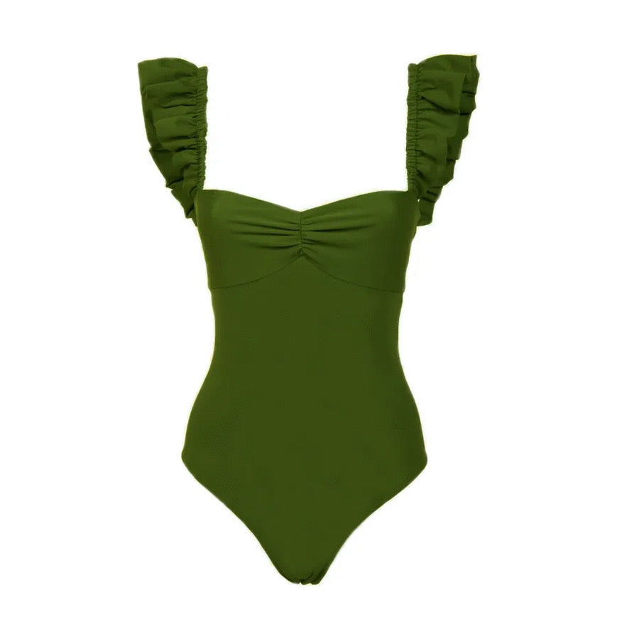 Kiwi Ruffle Monokini with Sarong Set