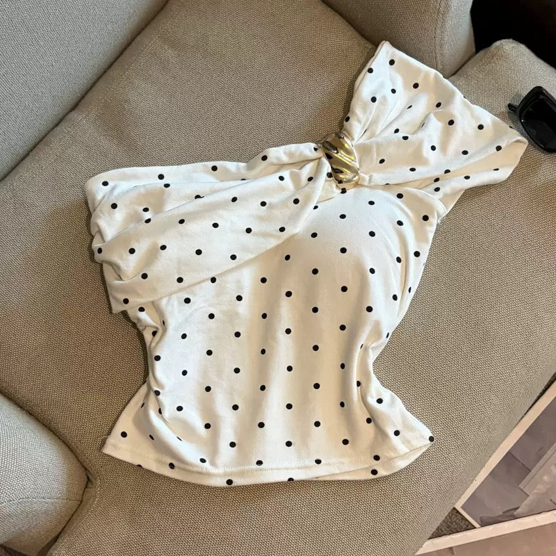 Dot Drama Built-in Bra Top