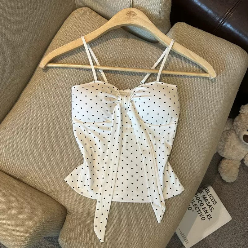 Dainty Polka Built-in Bra Top