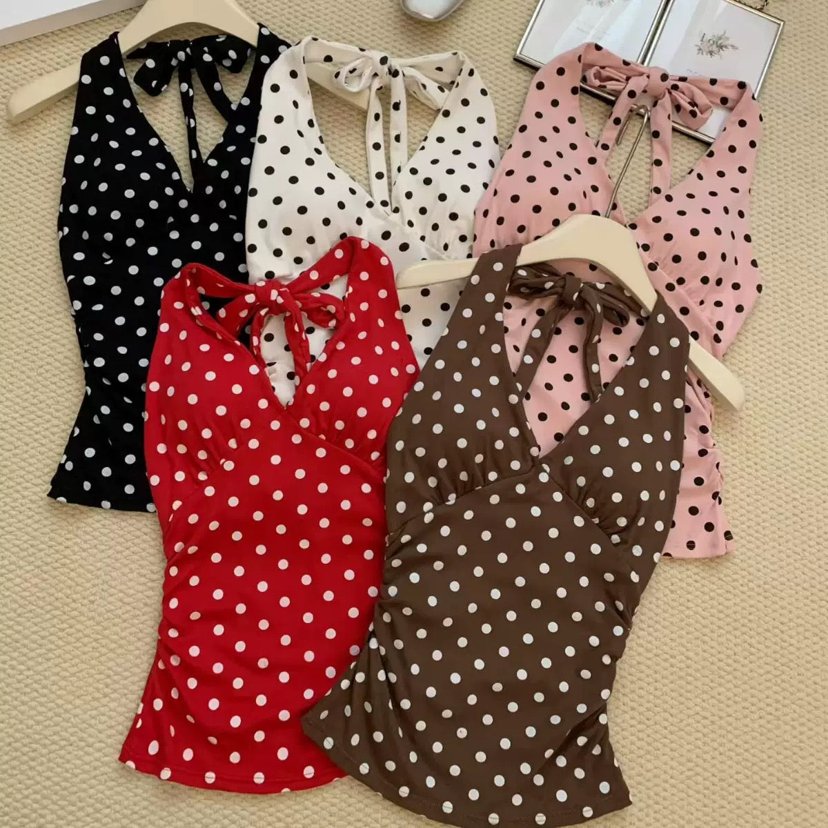 Retro Dot Built-in Bra Top