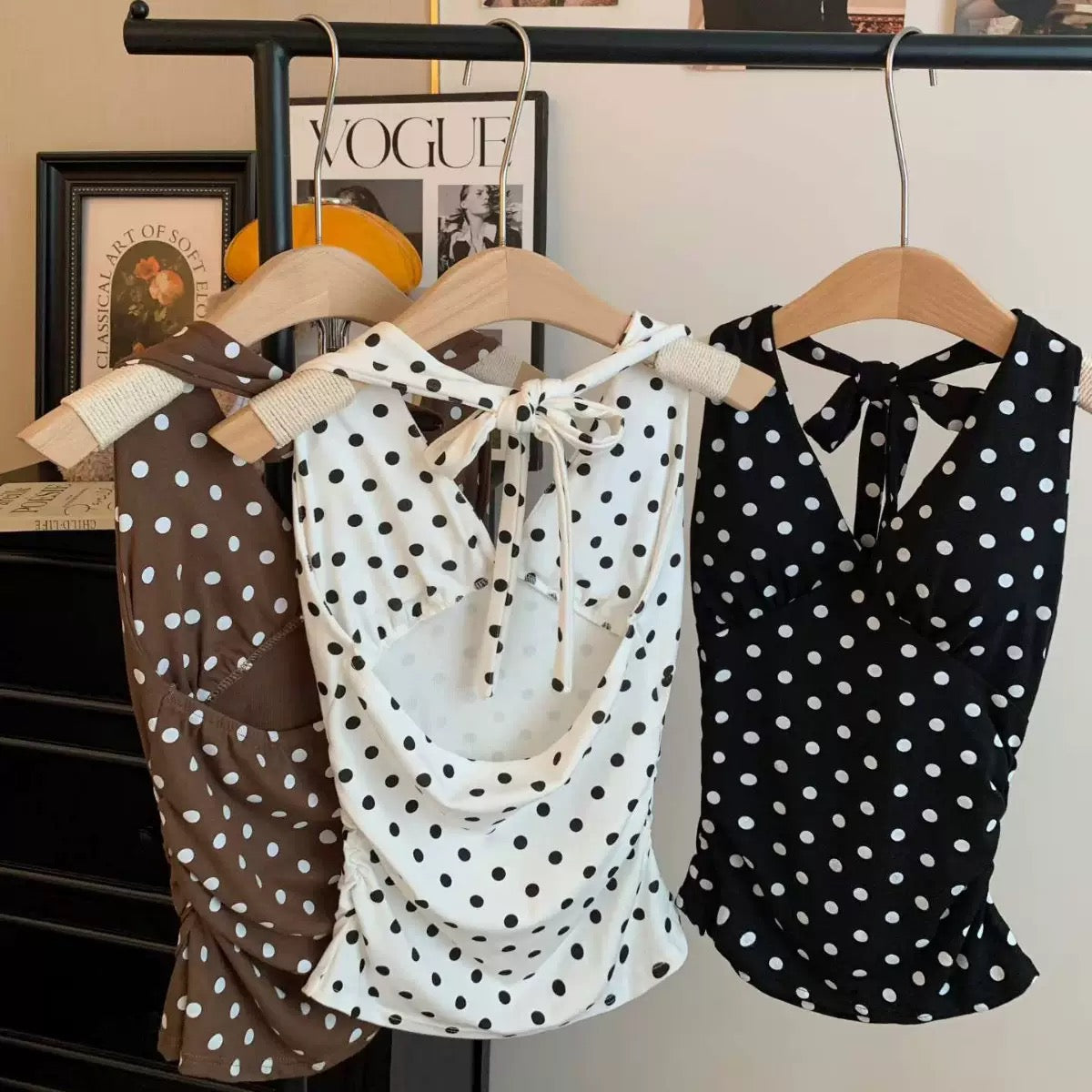 Retro Dot Built-in Bra Top