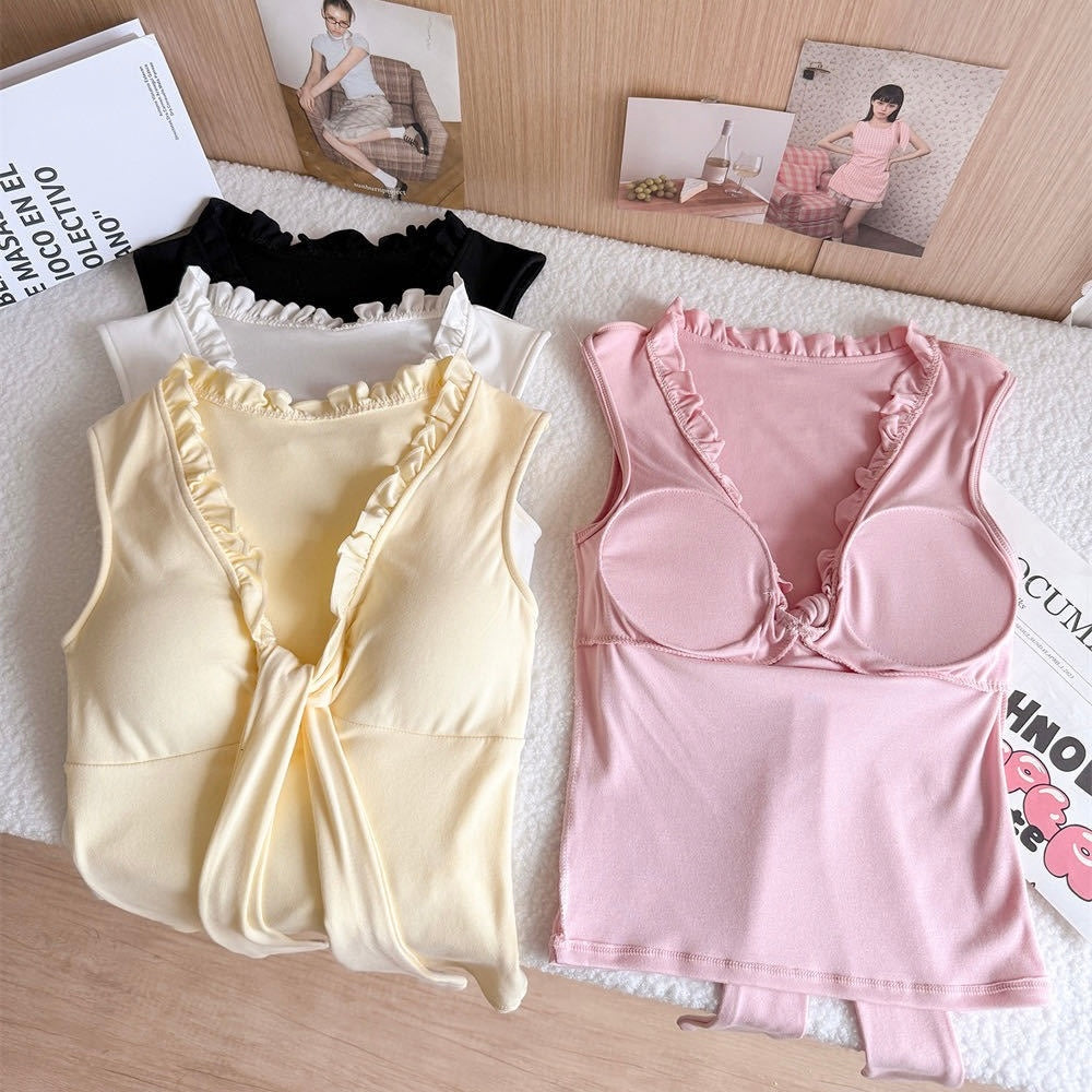 Scallop Frill Built-in Bra Top