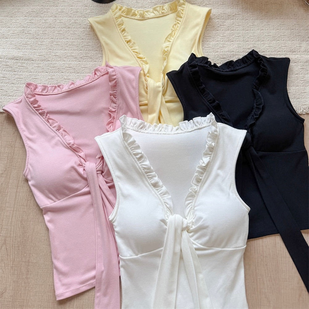 Scallop Frill Built-in Bra Top