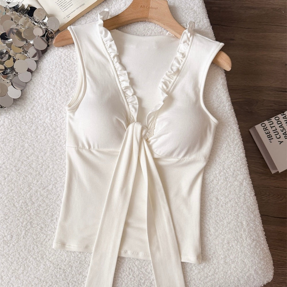 Scallop Frill Built-in Bra Top