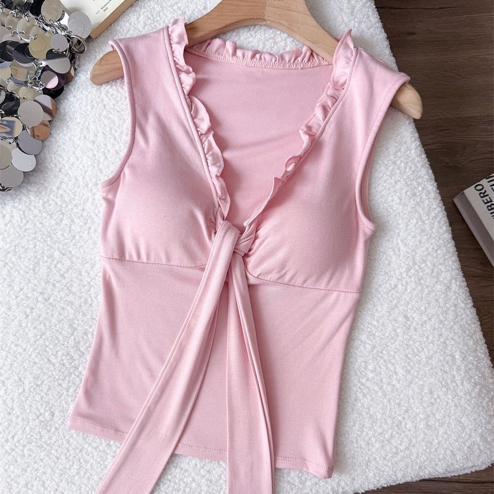Scallop Frill Built-in Bra Top