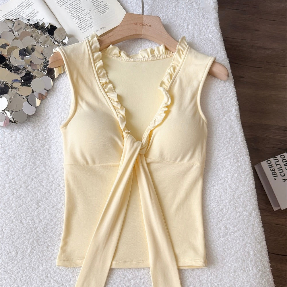 Scallop Frill Built-in Bra Top
