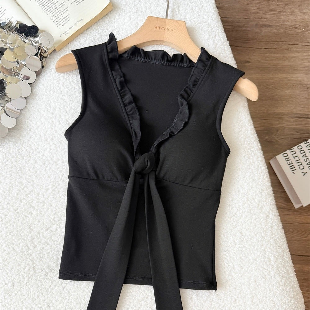 Scallop Frill Built-in Bra Top