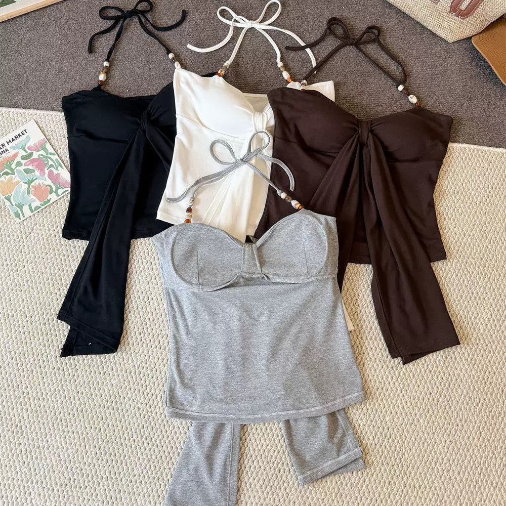 Beaded Strap Built-in Bra Top