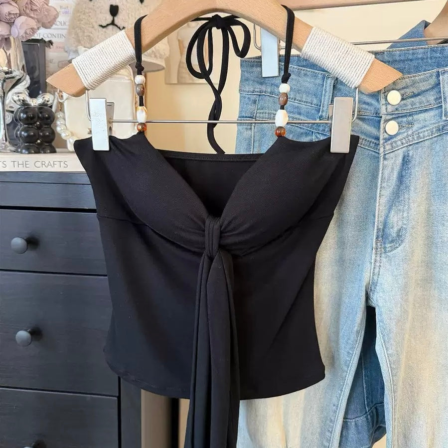 Beaded Strap Built-in Bra Top