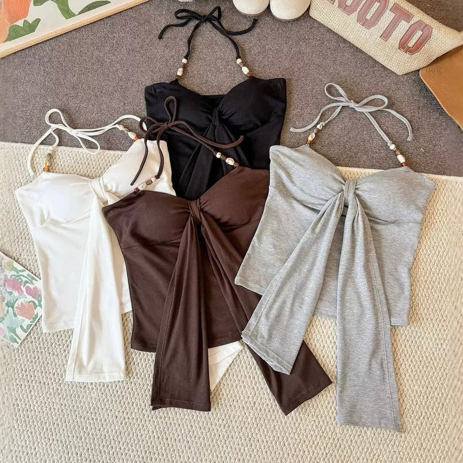 Beaded Strap Built-in Bra Top