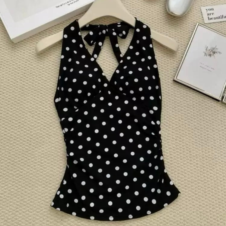 Retro Dot Built-in Bra Top